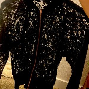 Lace front zip jacket